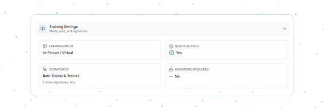 Staff Training — Track screenshot