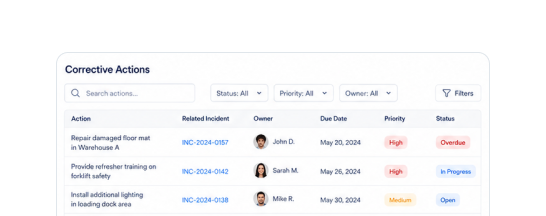 Incident Reporting — Corrective Actions & Follow-Up screenshot