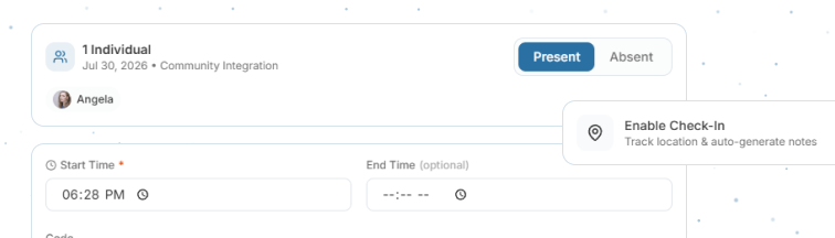 Attendance & Billing — Attendance Logging screenshot