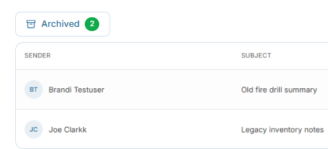 Internal Messaging — Message Archiving screenshot
